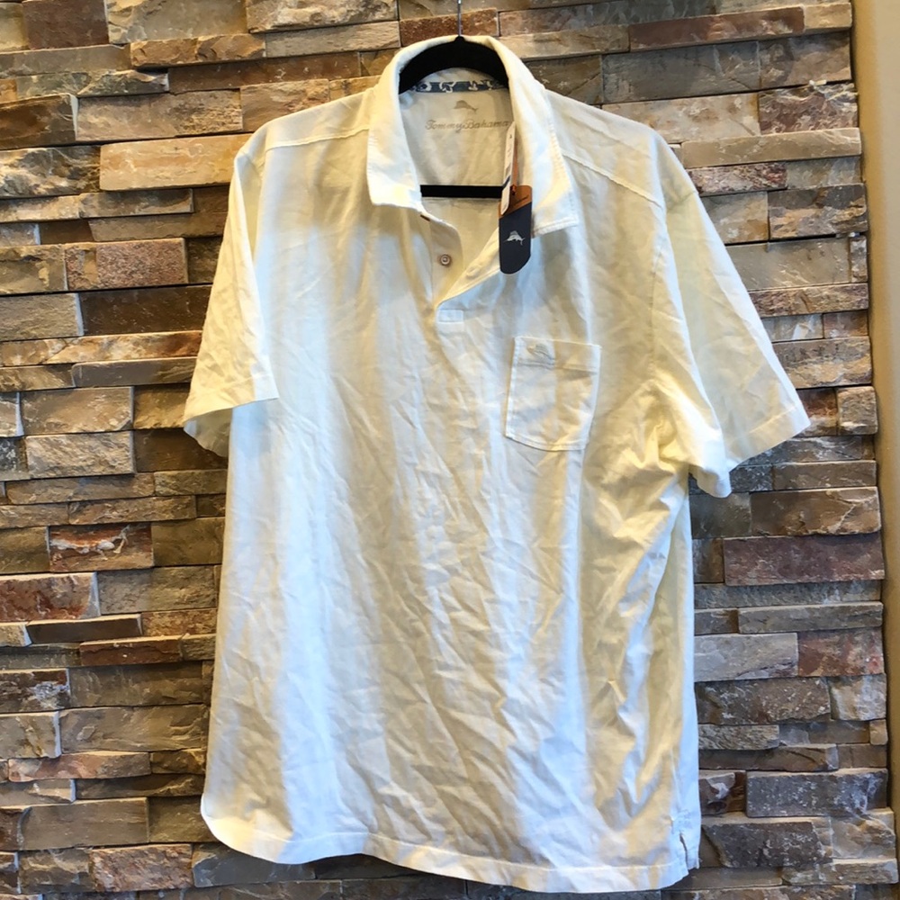 NWT Tommy Bahama white polo shirt